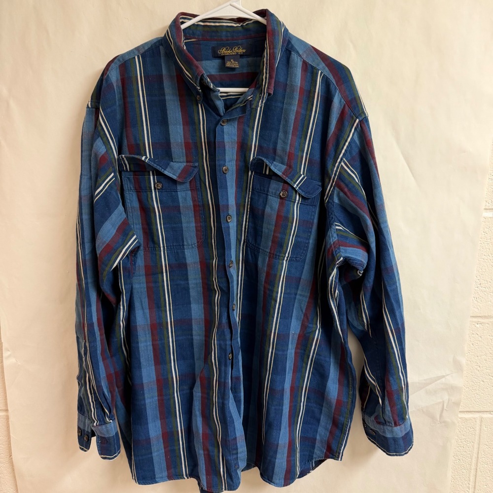 Brooks Brothers Vintage Plaid Button Twill Shirt Mens Preppy Colorblock XL‎ Core